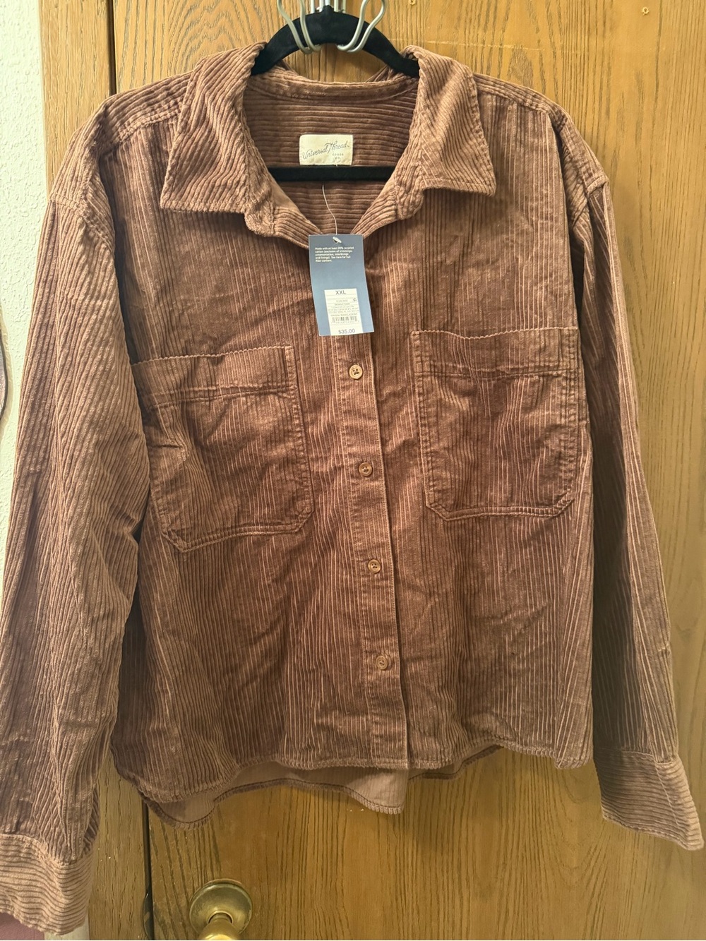 Universal Thread Corduroy Button-Front Jacket in Dusty Rose